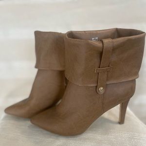 Caramel ankle booties with a cuff